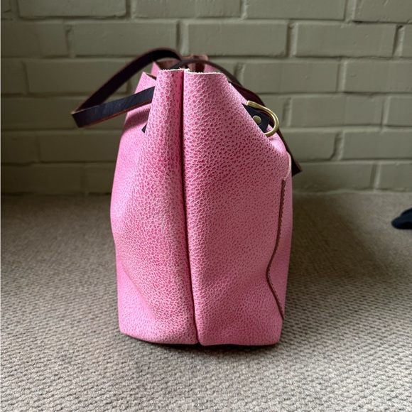 Portland Leather Goods Large Tote Pebbled Bubblegum Pink Bag Work Travel EUC - Picture 4 of 11